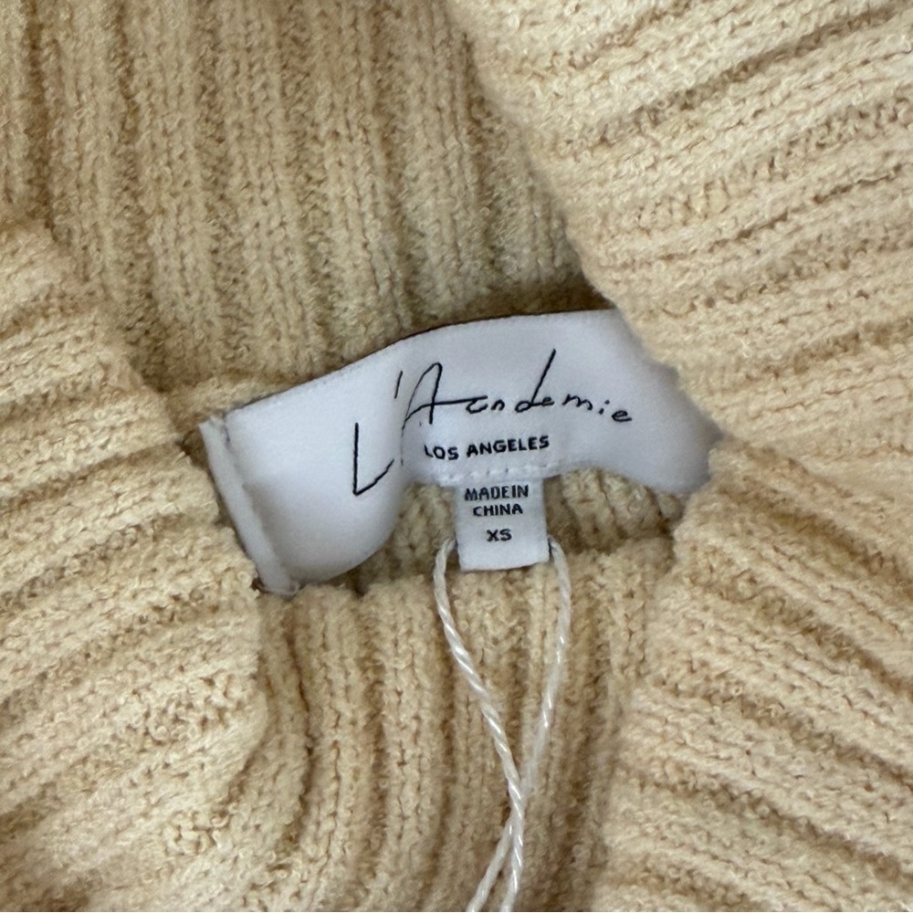L'Academie Lucia Cropped Turtleneck Sweater Cream Size XS - Picture 6 of 8